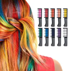 Kit Pentes com Tinta Colorida 6 Cores para Cabelos Diversos Carnaval Festas