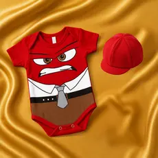 kit 2 peças Body Bebê Fantasia Temático Personagens Divertidos para Festa e Mesversário P M G