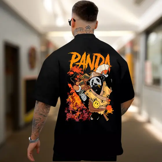 Camiseta Camisa Blusa Oversized Estampa Japonesa Streetwear Camisa Over Treino Academia Panda