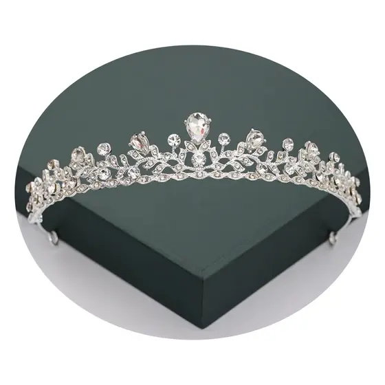 Coroa de Noiva Prateada Tiara de Noiva Luxo Festa Miss Debutante
