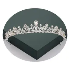 Coroa de Noiva Prateada Tiara de Noiva Luxo Festa Miss Debutante