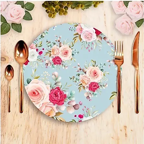 Jogo Capas Para Sousplat Em Tecido - Floral Rosas 6pçs