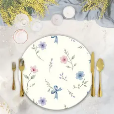 Jogo Capas Para Sousplat Em Tecido Floral Estampa 6 peças