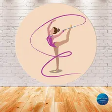 Painel de festa em tecido sublimado 1,50m Ginasta/Ginástica 05