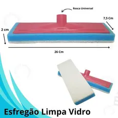 Esfregão Limpa Vidro Lava Piso Porcelanato  Multiuso Rodo Abrasivo Mop Sem Cabo-NEW