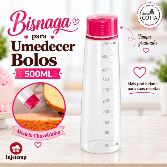 Bisnaga Regadora para Bolo 500ml Umedecer Massas Chuveirinho Confeitaria Festa