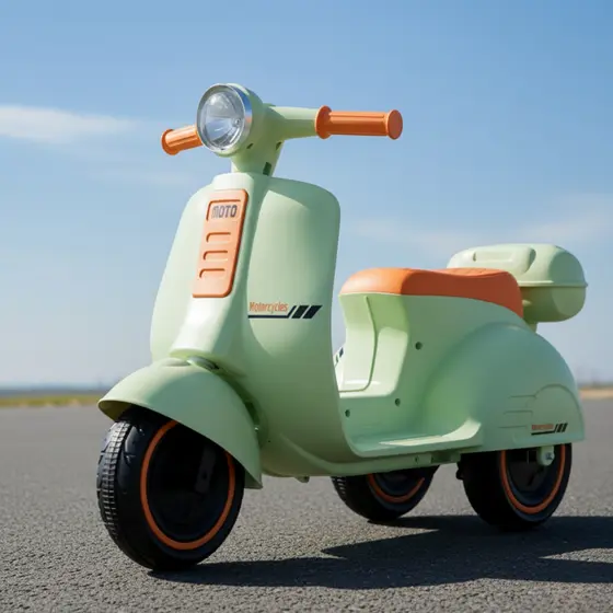 Mini Moto Elétrica Infantil 6V Scooter Retrô com Luz e Som Brinq Kids