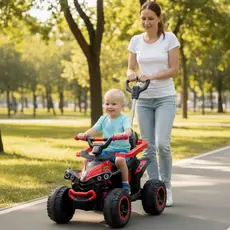 Quadriciclo Infantil Eletrico e Passeio com Aro de Proteção, Haste Direcionavel, Som e Luz Brinq Kids