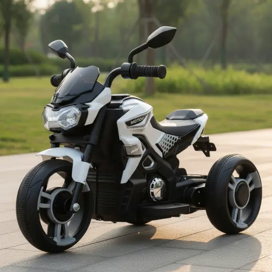 Mini Moto Elétrica Triciclo de Passeio Infantil 6V com Luzes e Pedal Elétrico