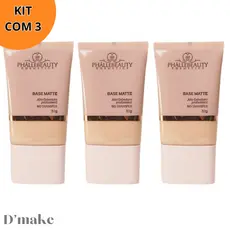 Base Matte Alta Cobertura Phallebeauty Longa duração e Resistente à água Kit com 3