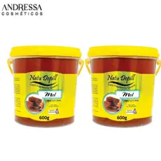 Cera Kit com 2 Natu Depill  Depilação Quente rápida e Remove com Água Mel Natural 600g