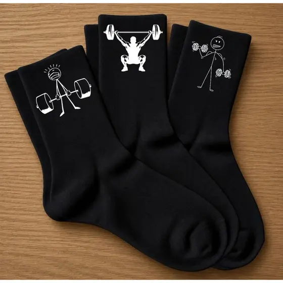 kit 3 Pares De Meias Pretas Esportivas Unissex Estampa Divertida Academia Estilo E Conforto Algodão