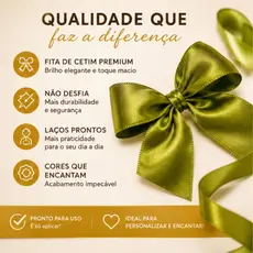Kit laços de Cetim n°9  cor Verde Oliva