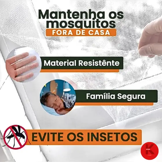 Tela Mosquiteira com Velcro Adesivo 1,50m x 1,80m  Proteção contra Insetos