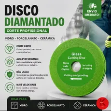 Disco de Corte Diamantado Verde para Vidro Piso e Cerâmica Ultra Fino