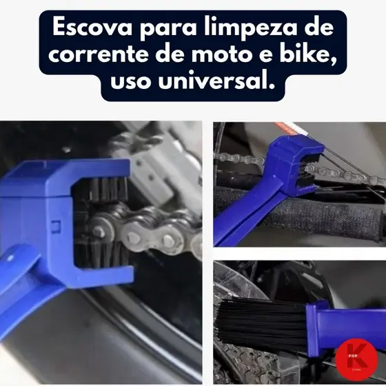 Escova de Limpeza para Corrente de Moto e Bicicleta Modelo 2 em 1