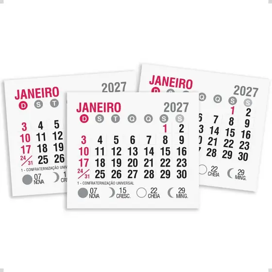 Kits Mini Calendários Blocado Destacados 2027 para Imã de Geladeira e Personalizados em Papel Offset