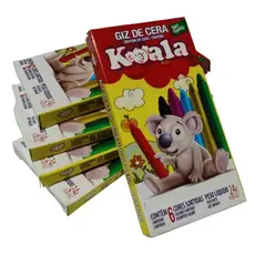 Kit com 02 Caixas Giz de Cera Escolar 06 Cores