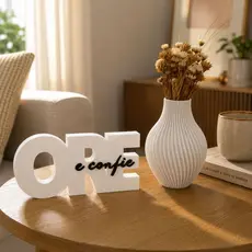 Kit Vaso e Escultura Ore e Confie Religioso Decorativo Moderno Minimalista Casa Sala Escritório