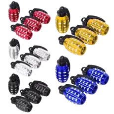 kit 2 Pares Tampa de Válvula Para Pneu de Carro Moto Bicicleta Modelo Bomba Granad4