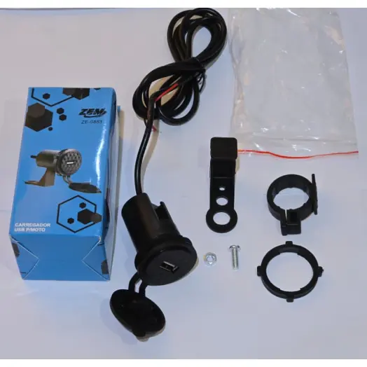Carregador Usb Para Motos Fixa No Retrovisor E Guidao