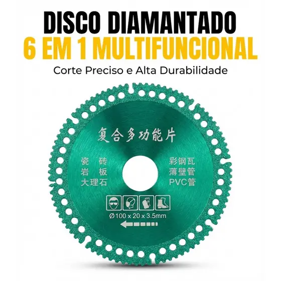 Disco de Diamante 6 em 1 100mm Lâmina Multifuncional para Azulejo Cerâmica Porcelanato Corte Preciso