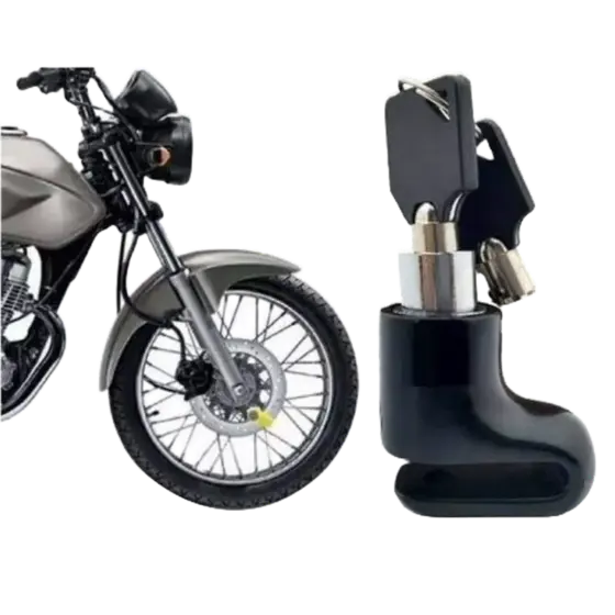 Trava Cadeado De Disco Grande Moto Bike Com Chave preto