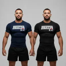 Kit 2 Camisetas Compressão Jiu Jitsu Rash Guard Masculina Academia Treino