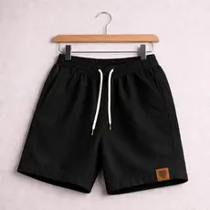 Short Linho Masculino Preto Premium Bermuda Casual Com Cordão e Bolso