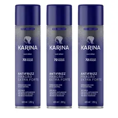 Kit com 03un Hair Spray Karina Fixação Extra Forte - 400ml
