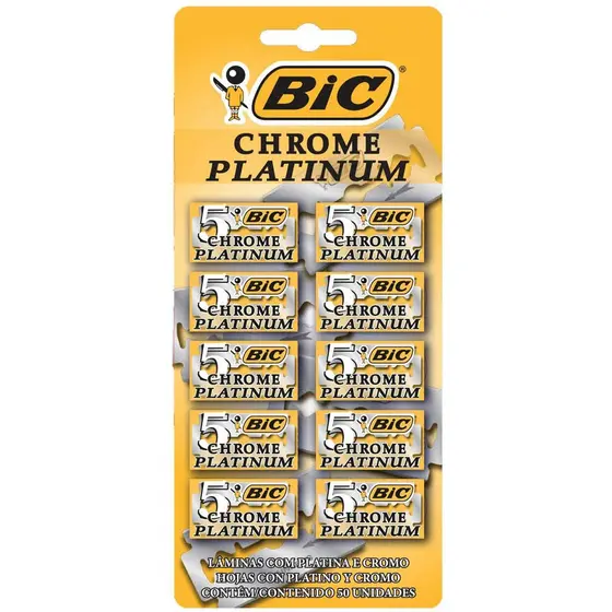 Lâmina Cartela Bic Chrome Platinum - Cartela c/ 50un