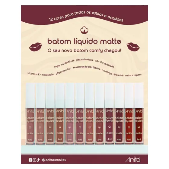 Lançamento Batom Líquido Matte My Touch Anita - * Escolha sua cor *