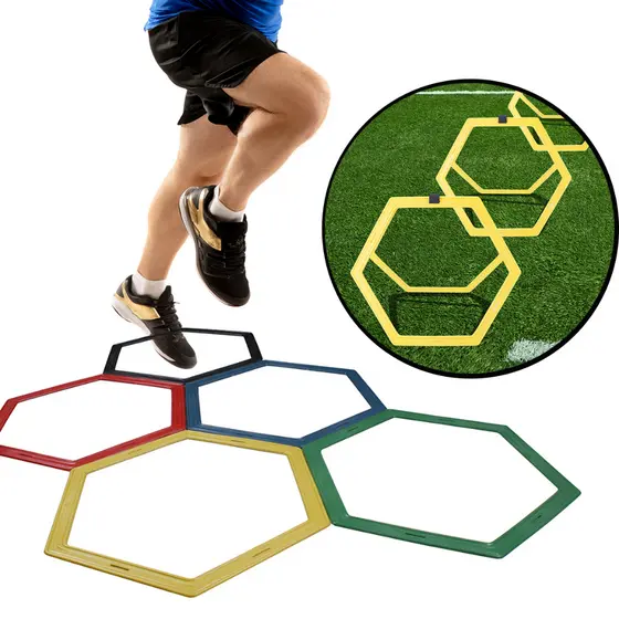 Kit Aro Hexagonal Agilidade, 8 Peças para Treino Funcional, Circuito e Academia