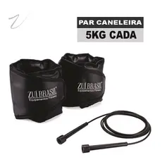 Caneleira De Academia 5Kg Tornozeleira De Peso o Par E Corda Para Pular Kit Para Treinar