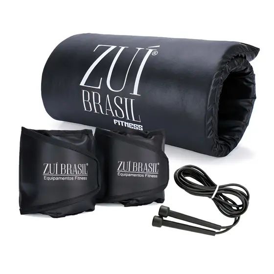 Kit De Exercícios Par Tornozeleira 5kg Colchonete Corda Zuí