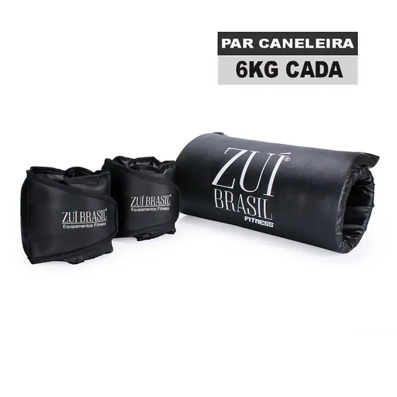 Colchonete Academia Profissional Com Tornozeleira 6kg Treino Hard Em Casa Kit