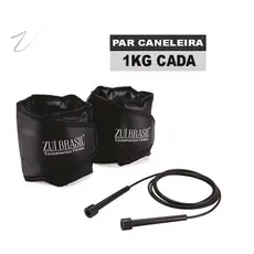Caneleira De Academia 1Kg Tornozeleira De Peso o Par E Corda Para Pular Kit Para Treinar