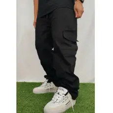 CALÇA CARGO PRETA MASCULINA LARGA 6 BOLSOS UNISSEX SKATE DO P AO GG