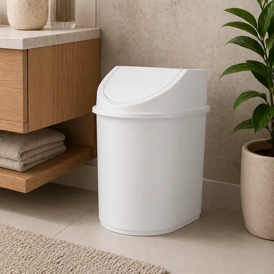 Lixeira Basculante Branca 12 litros Eco Nature Multiuso escritório cozinha empresa banheiro chão