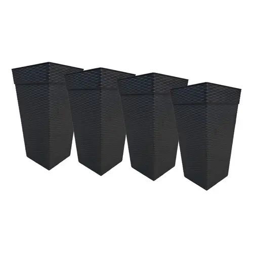 Kit 4 Vasos Grandes Rattan 28L para Flores e Plantas Arranjos Artificiais Decoração