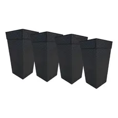 Kit 4 Vasos Grandes Rattan 28L para Flores e Plantas Arranjos Artificiais Decoração