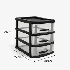 Gaveteiro Organizador Suporte Organizador 03 Gavetas Plastico Resistente Porta Monitor