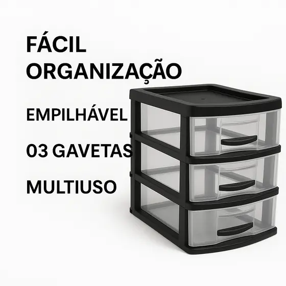 Kit 2 Gaveteiros Organizadores Jaguar 3 Gavetas Multiuso Utilidades Domésticas