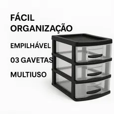 Kit 2 Gaveteiros Organizadores Jaguar 3 Gavetas Multiuso Utilidades Domésticas