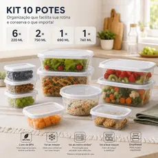 Jogo de Pote Plástico Kit Prático com 10 Peças - Jaguar Utilidades Cores