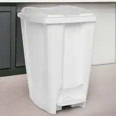 Lixeira com Pedal 20 litros BRANCA em Plastico Reforçado Multiuso Cozinha Banheiro Jaguar