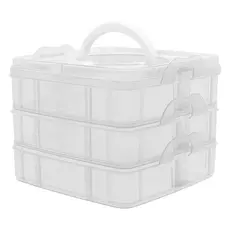 Maleta Organizadora 6 Divisórias 12Cm X 15Cm Transparente Caixa Organizadora Para Miçangas Com Três Compa