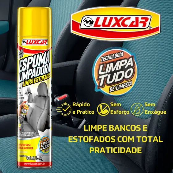 Espuma Limpadora Limpa Estofados Luxcar 400ml Espuma de uso Geral Limpeza a Seco