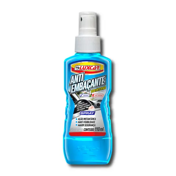 Antiembaçante Spray Luxcar 110ml para limpeza e proteção interna do Para-brisa