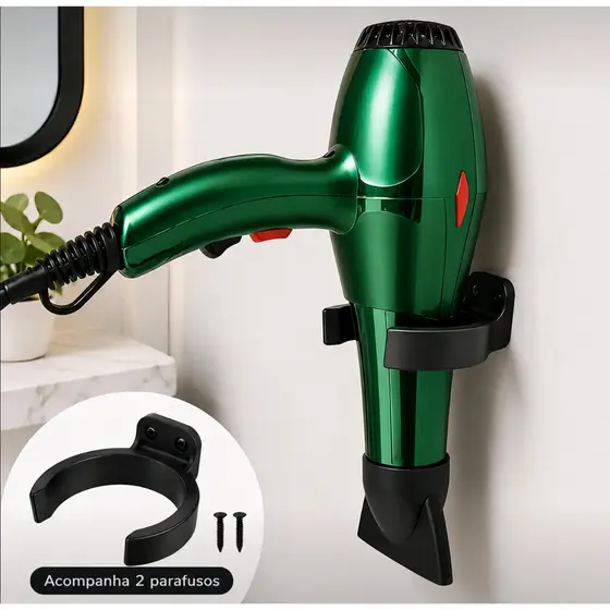 Suporte Para Secador De Cabelo Parede Moderno Impressão 3D Resistente Várias Cores